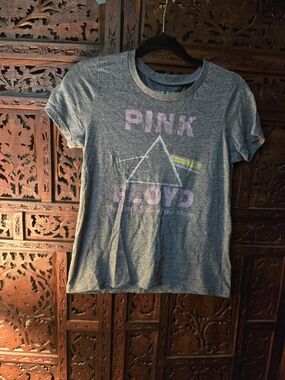 Pink Floyd Gray Short Sleeve Tee with Pastel Pink Logo
